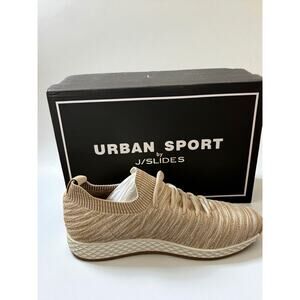 Urban Sport J/Slides Knit Sneakers 10 Sand 2-Tone Opy NIB Comfy Chic Style